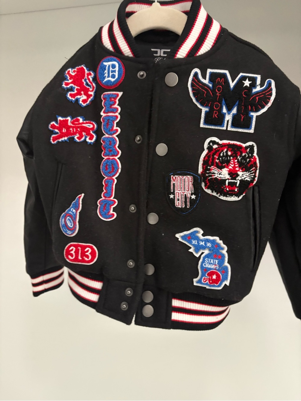 Kids Detroit Embroidered Patch Varsity Jacket